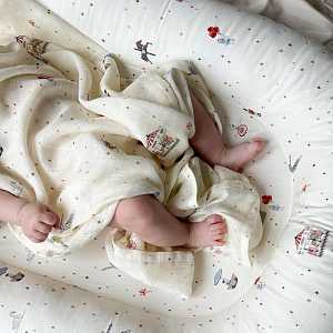 Набор муслиновых пеленок Cam Cam Copenhagen "Carousel", 2 шт, микс с кремовым, 70 x 70 см